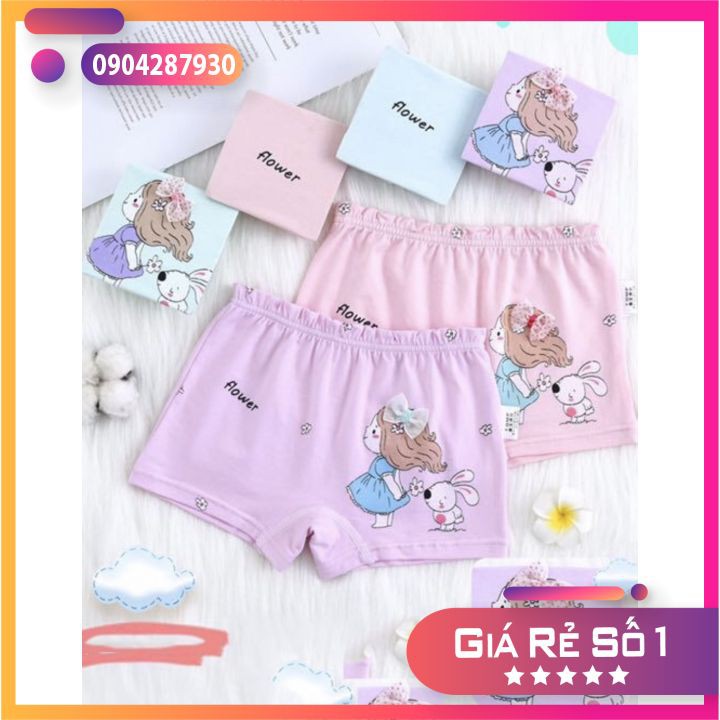 Quần chip đùi bé gái - Quần lót cho bé gái chất liệu thun cotton cao cấp co giãn 4 chiều (2-6 Tuổi)