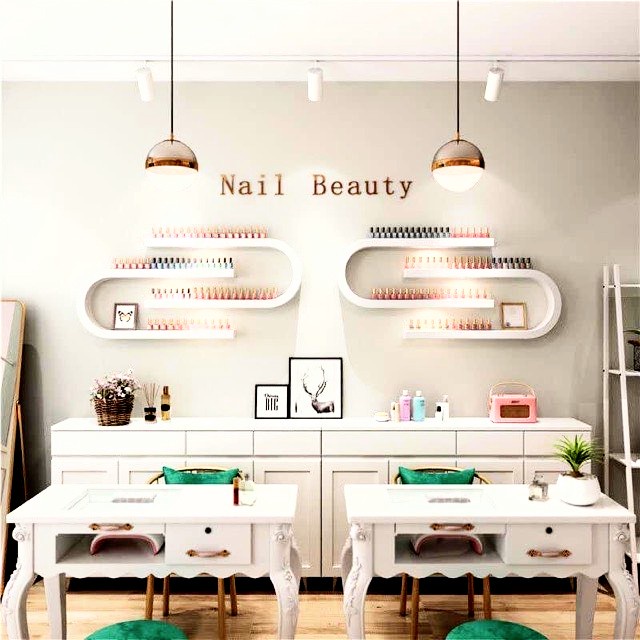 Kệ Nail - Kiểu dáng chữ S trang trí phòng nail, spa