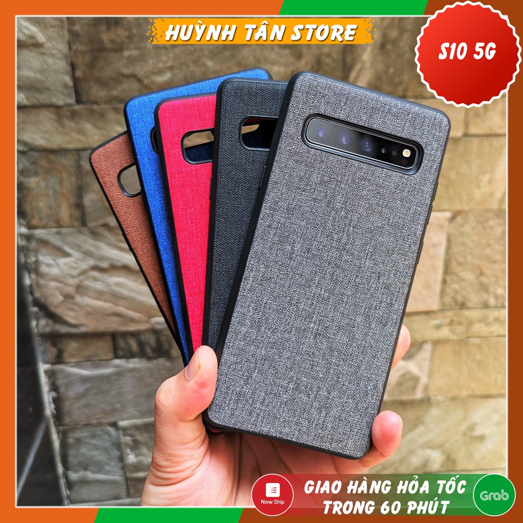Ốp lưng Samsung Galaxy S10 5G Hàn, S10, S10 Plus vân vải Jean gắn được giá đỡ điện thoại