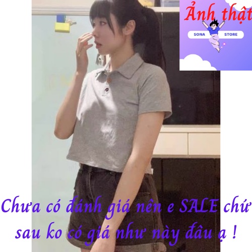 Áo phông nữ thun cotton croptop chất đẹp cổ polo bẻ cộc tay ngắn Hàn quốc cao cấp co dãn thấm hút mềm mịn thoáng khí AP2