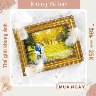 Khung ảnh cỡ 15x21 (A5) để bàn tiệc cưới viền hoa văn đẹp