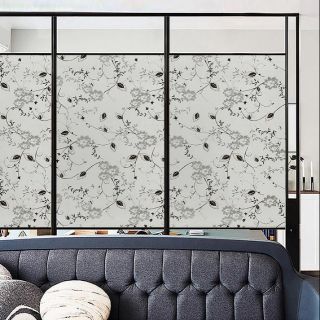 Decal dán kính hoa đen trắng khổ rộng 90cm