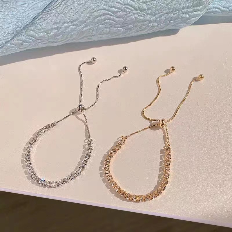 Lắc Tay Đính Đá zircon Vàng Có Thể Điều Chỉnh Thời Trang Mùa Hè Mới 2022 Cao Cấp Cho Nữ