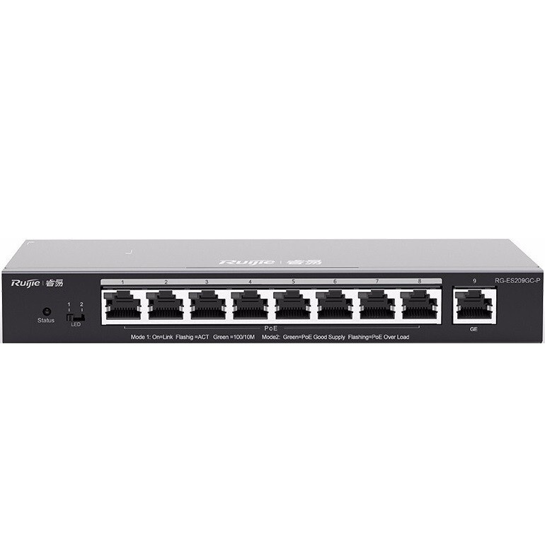 Bộ chia mạng kèm POE Ruijie 9 cổng 1000 RG-ES209GC-P, quản lý qua app