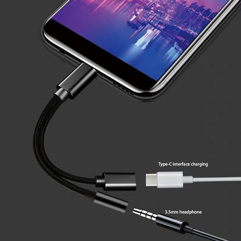 2 in 1 Type C Headphone Adapter USB C Jack Audio Charging Converter