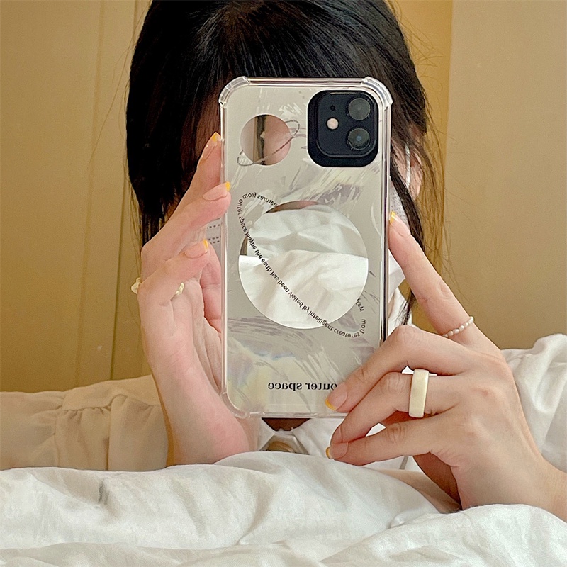 Ốp Điện Thoại Mềm Trong Suốt Chống Rơi Có Gương Hình Hành Tinh Cho iphone 13 12 11 Pro Max XR X XS XSMAX 7 8 plus 7G 8G