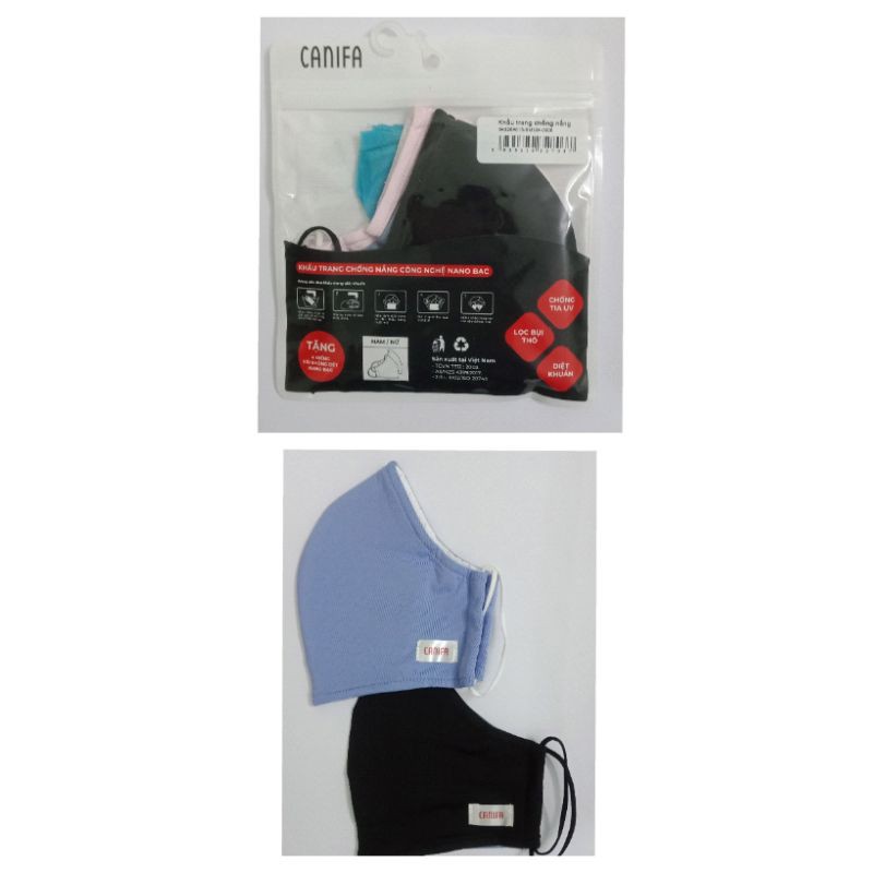 Set 2 khẩu trang chống nắng, kháng khuẩn Nano bạc Canifa