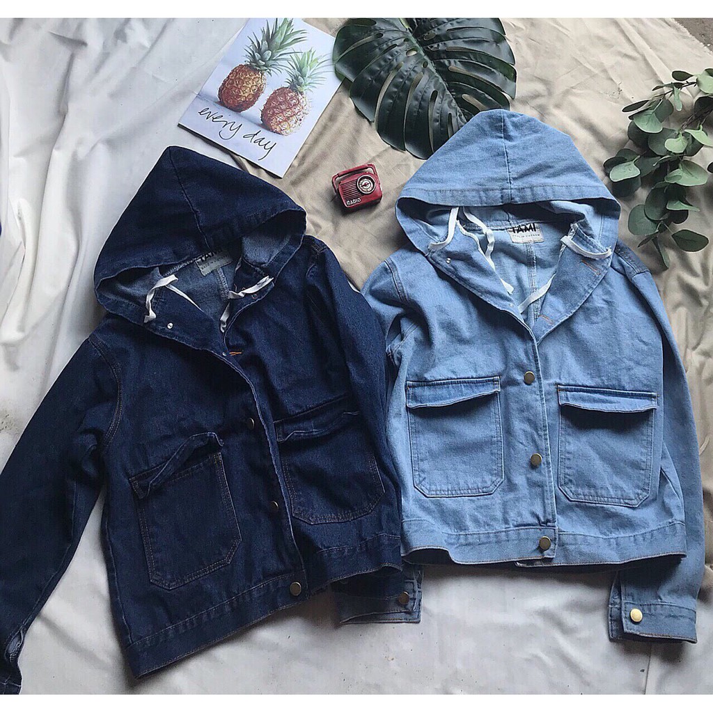 Áo khoác jean Nữ cao cấp phối nón và túi hộp lớn sành điệu - Hot Trend 2020 | BigBuy360 - bigbuy360.vn