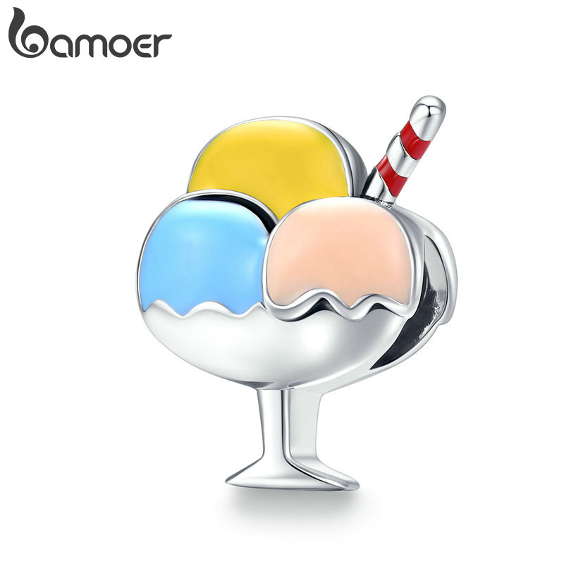 Hạt phụ kiện Bamoer SCC1532 bằng bạc 925 hình que kem dùng để làm trang sức DIY dễ thương