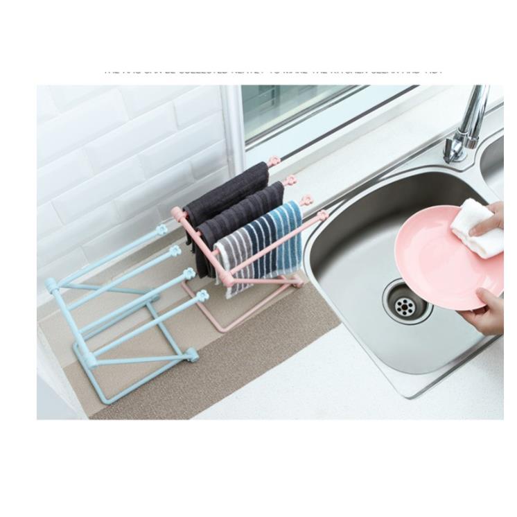 Giá treo khăn lau nhà bếp 💕𝑭𝑹𝑬𝑬𝑺𝑯𝑰𝑷💕 Cây treo khăn nhà bếp gấp gọn 9555
