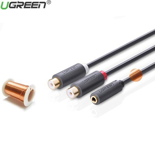 Cáp Chuyển Đổi 3.5mm Cái sang 2 Đầu RCA Cái UGREEN 10562 - Hàng Chính Hãng