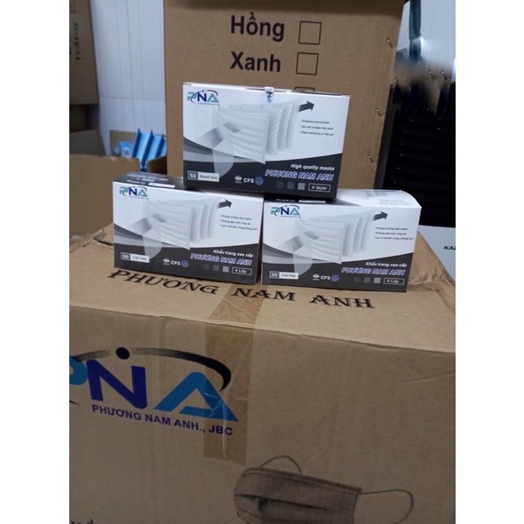 Khẩu trang y tế kháng khuẩn 4 lớp Phương Nam Anh Hộp 50 cái (Màu xám)