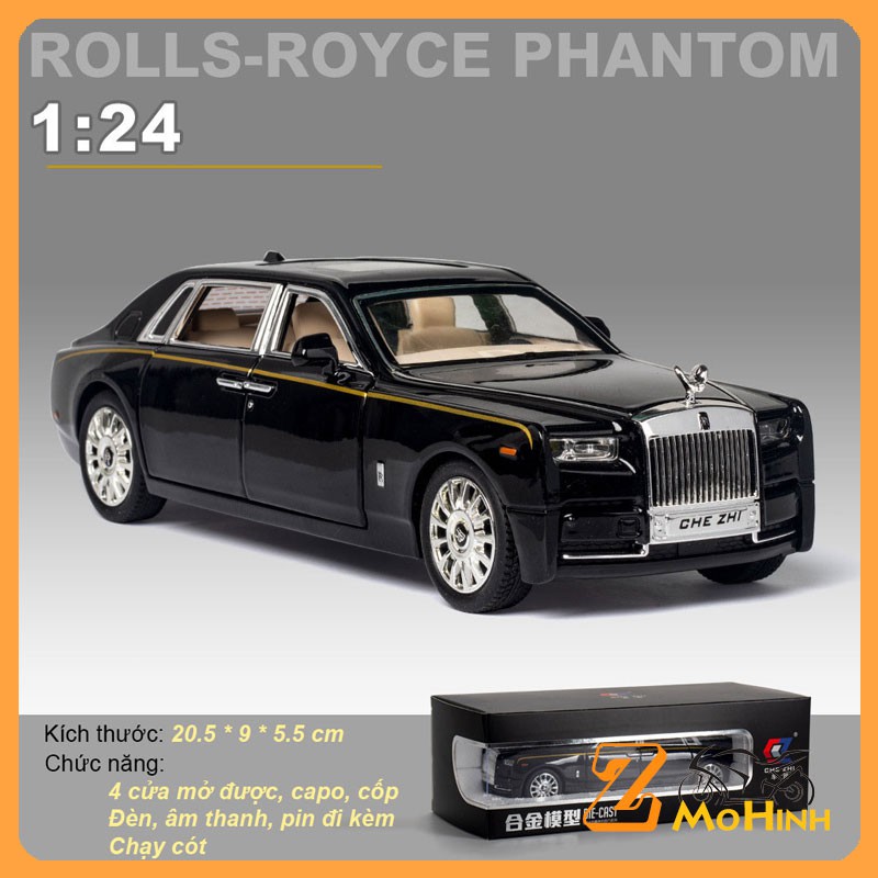 MÔ HÌNH XE Ô TÔ Rolls-Royce Phantom VIII màu Đen CHEZHI đúc Kim Loại | Tỉ lệ 1:24