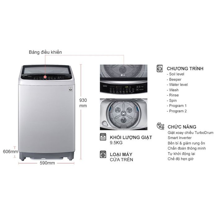 Máy giặt LG Inverter 9.5 kg T2395VS2M