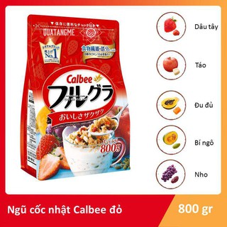 [T12/21] NGŨ CỐC ĐỎ CALBEE NHẬT BẢN, ngũ cốc hoa quả yến mạch giàu vitamin [GÓI 800G] - được yêu thích nhất
