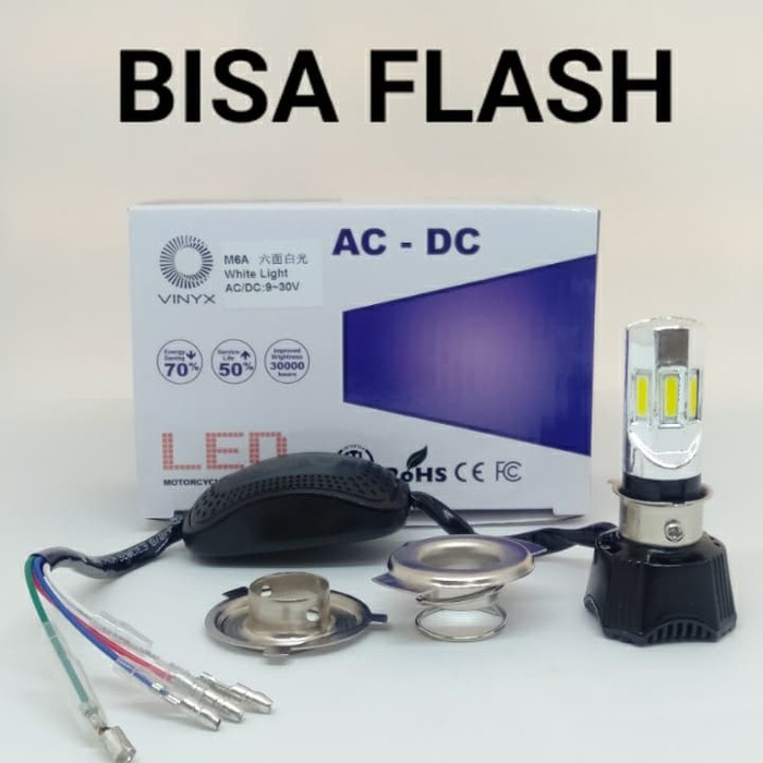 Bóng Đèn Led 6 Mặt Ac - Dc H6 / H4 / Hs1 35w 6 Mắt Cho Xe Mô Tô