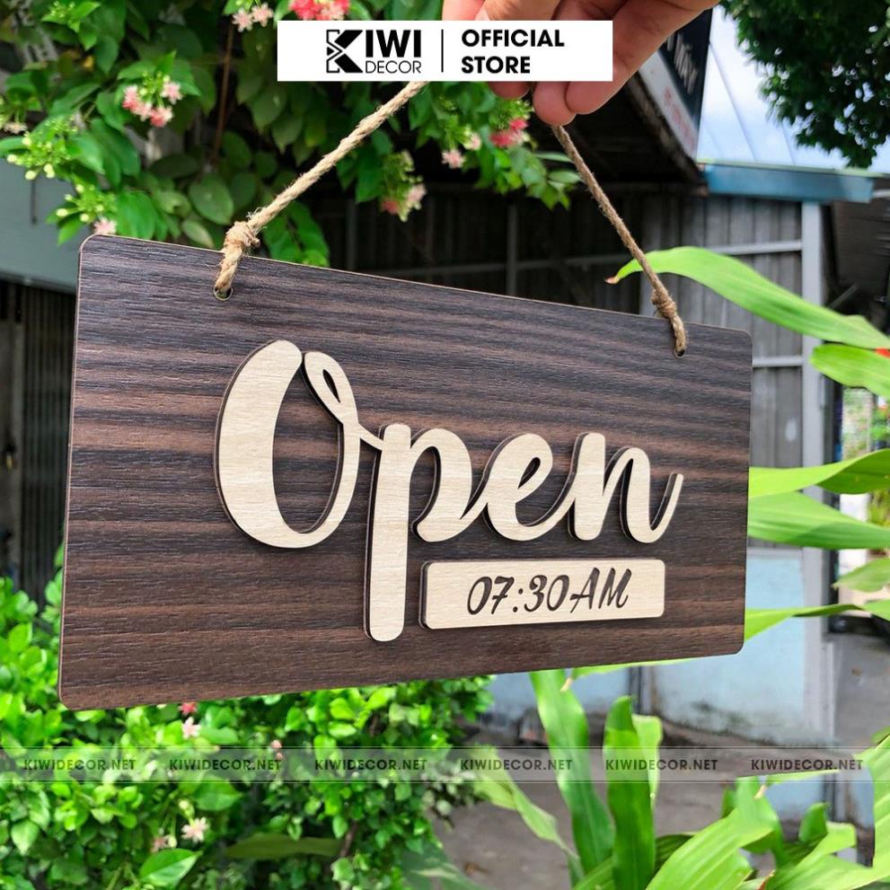 Bảng treo Open & Closed 2 mặt, Bảng Gỗ Trang Trí Đóng Mở Cửa, Bảng Gỗ Treo Cửa