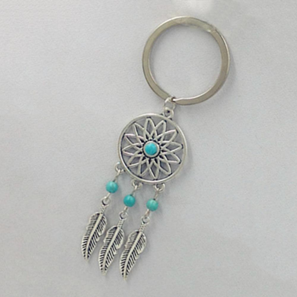 Móc Khóa Gắn Lông Vũ Kim Loại Phong Cách Bohemian