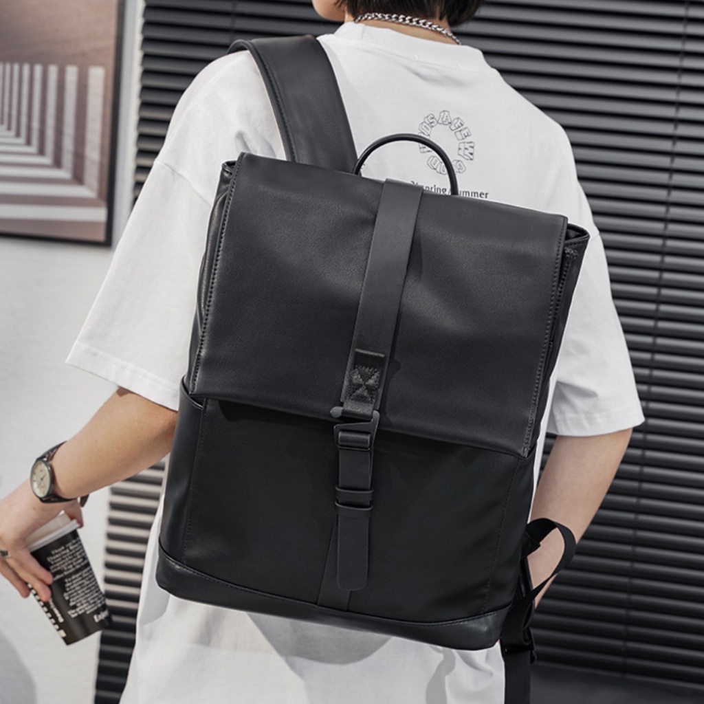 Balo Da Thời Trang Nam Nữ,Balo Ulzzang,Da PU Cao Cấp,Đựng Laptop 15.6 inh-Chống nước, Kiểu dáng trẻ trung,cá tính - 𝑰𝑩𝑨𝑮