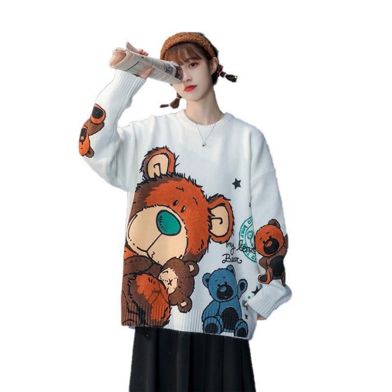 Áo Len Dài Tay UniSex Form Rộng Cá Tính, Áo Len Nam Nữ Kiểu Hàn Hình Gấu Trẻ Trung Năng Động | BigBuy360 - bigbuy360.vn