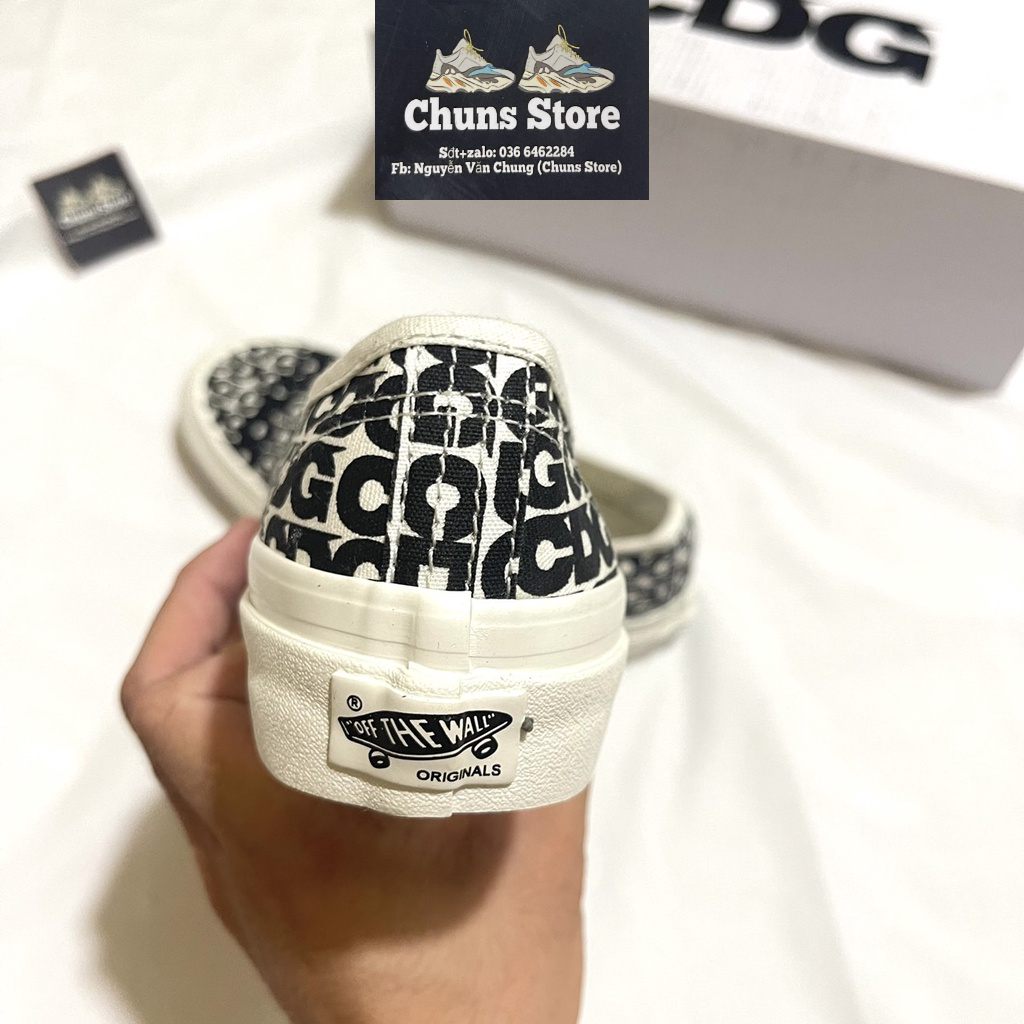 Giày Vans chữ CDG vault đen trắng cao cấp