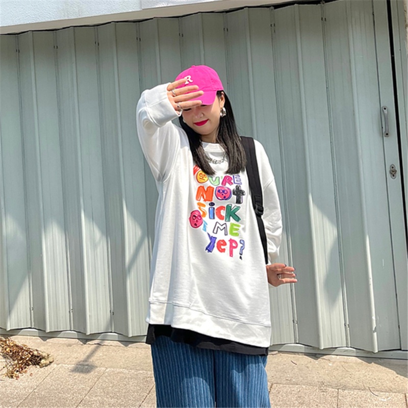 NRVP Áo Hoodie Dáng Rộng Thời Trang Hàn Quốc Đơn Giản Cá Tính Cho Nữ