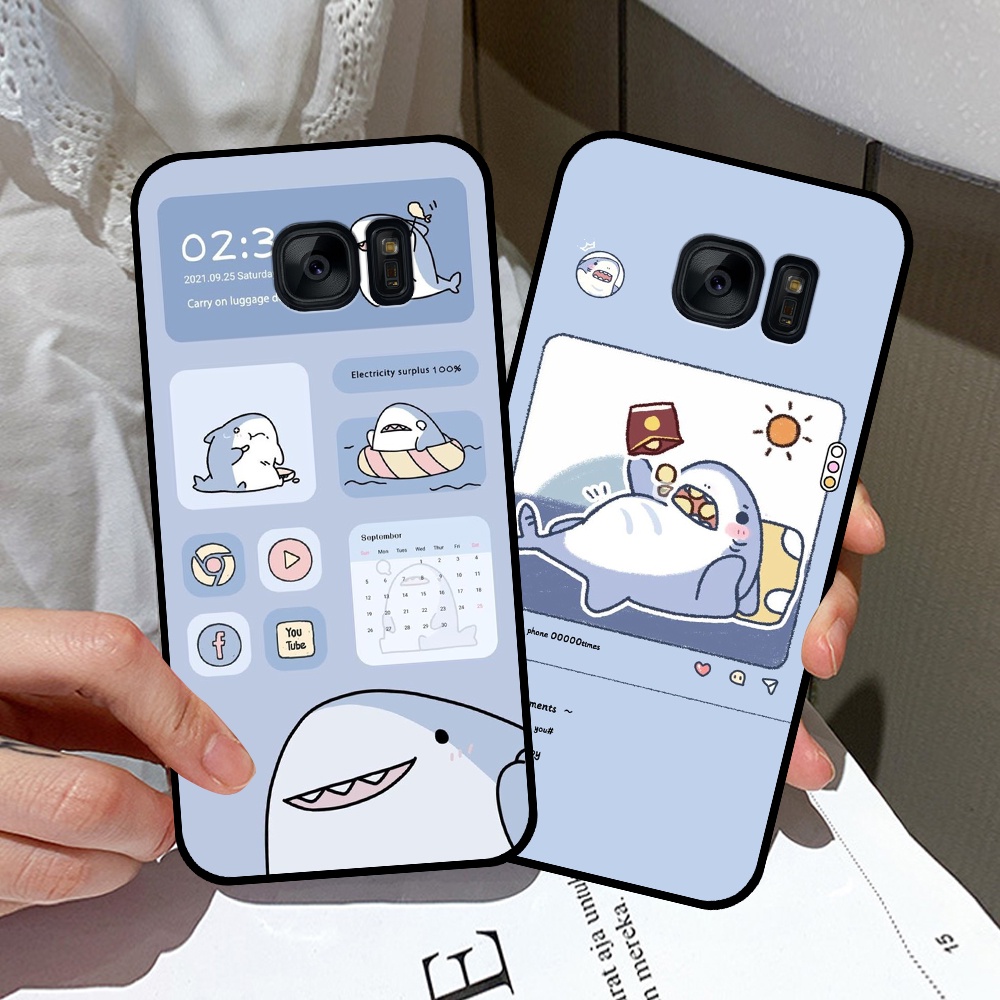 Ốp lưng Samsung S6 / S6 Edge / S7 / S7 Edge / Note 5 / Note FE  in hình nền cá mập đáng yêu giá rẻ