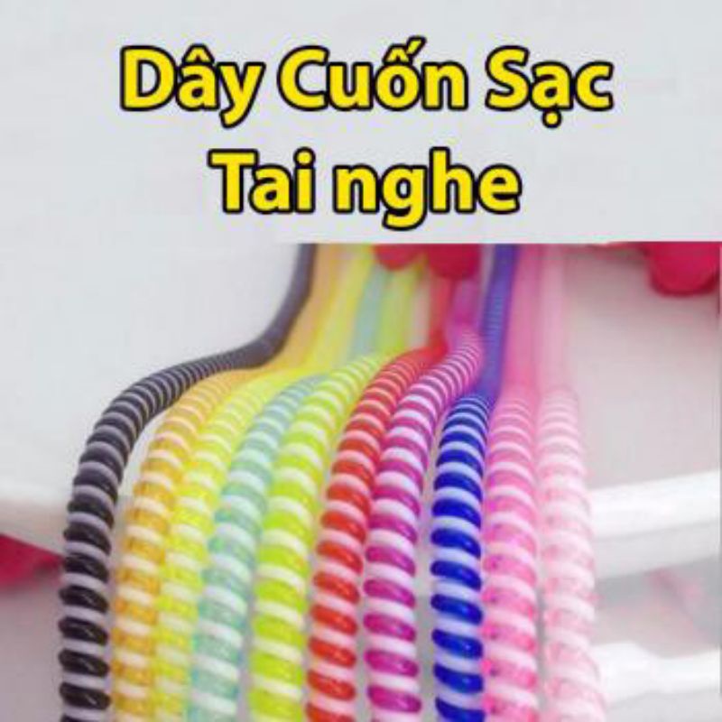 Dây quấn Tai nghe - Dây sạc điện thoại nhiều màu ( Được chọn màu )
