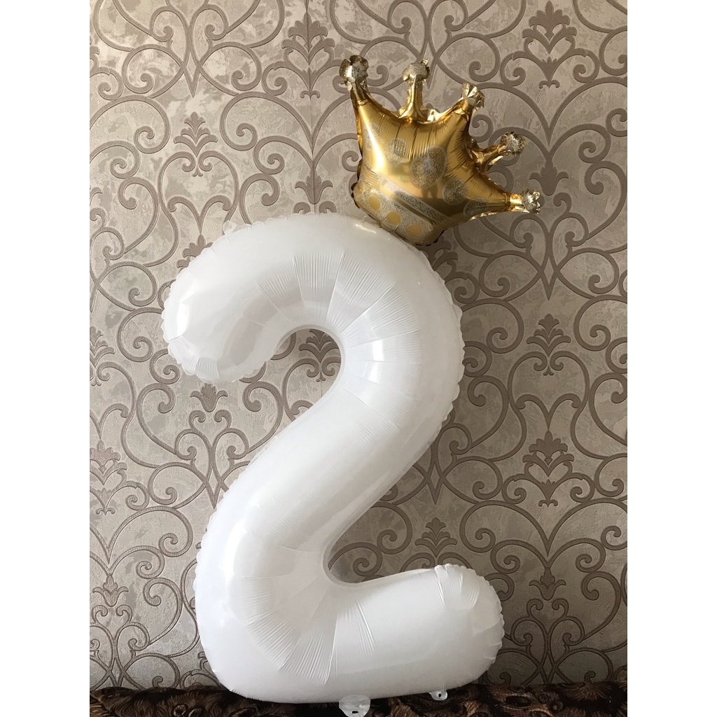 Bong Bóng Nhôm Hình Vương Miện Kỹ Thuật Số 30inch Mini 0 1 2 3 4 5 6 7 8 9th Màu Trắng Trang Trí Tiệc Sinh Nhật Cho Bé