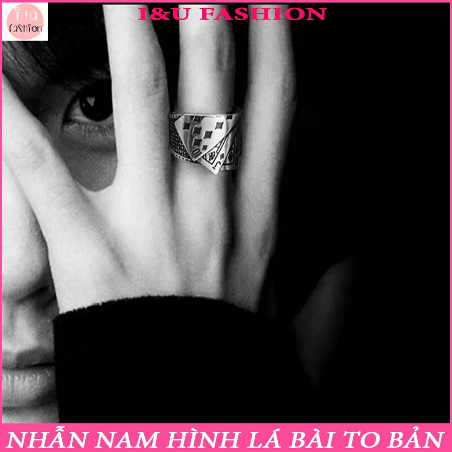 Nhẫn Nam Lá Bài Cá Tính To Bản Kiểu Hở Độc Đáo Thời Trang Basic Cơ bản Phong Cách Hiphop Bụi Bặm Dày Dặn Nam Tính NA-35