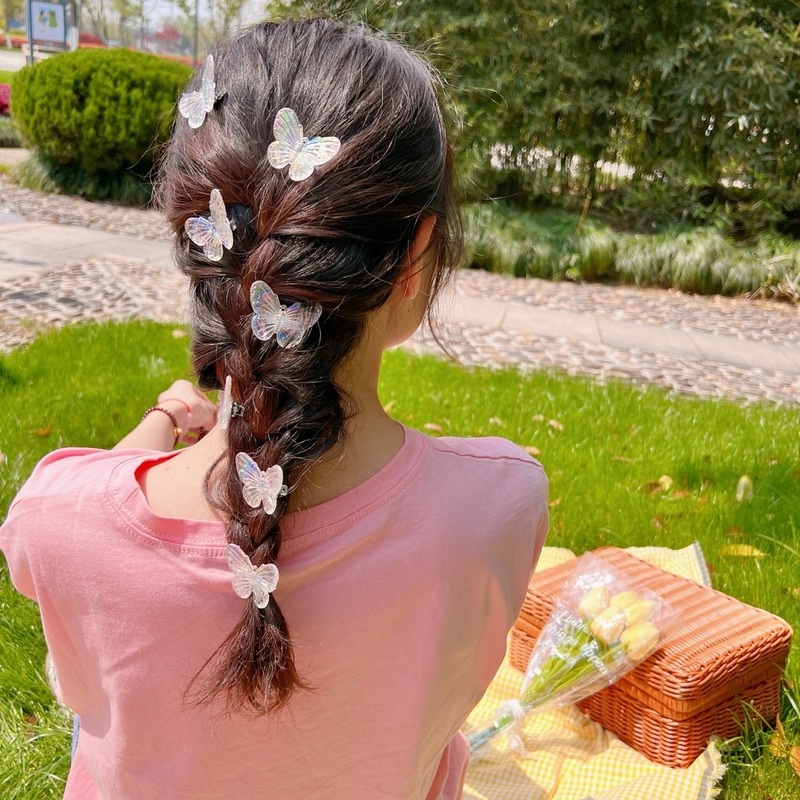 Kẹp Tóc Hình Bướm Nhỏ Trong Suốt Dễ Thương Phong Cách Hàn Quốc