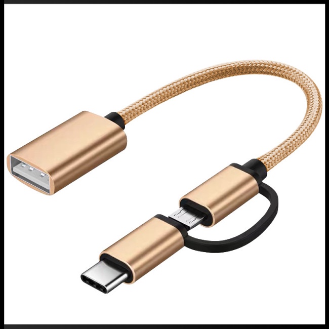Dây Cáp Chuyển Đổi Dữ Liệu OTG 2 Trong 1 Type c Cho Điện Thoại / Máy Tính Bảng