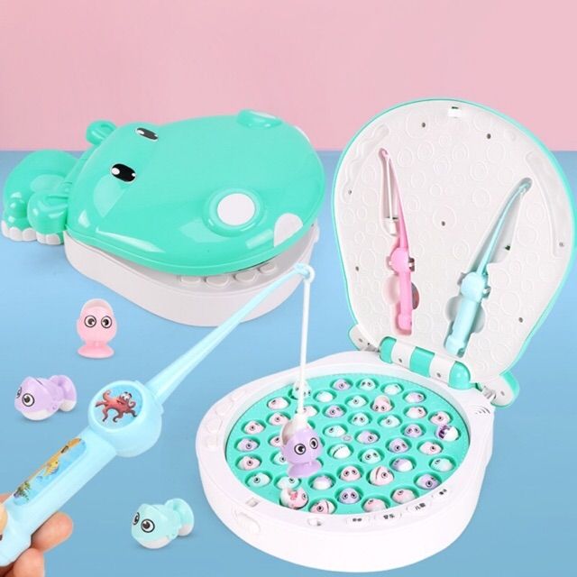 Bộ câu cá hà mã có nhạc có nắp đậy