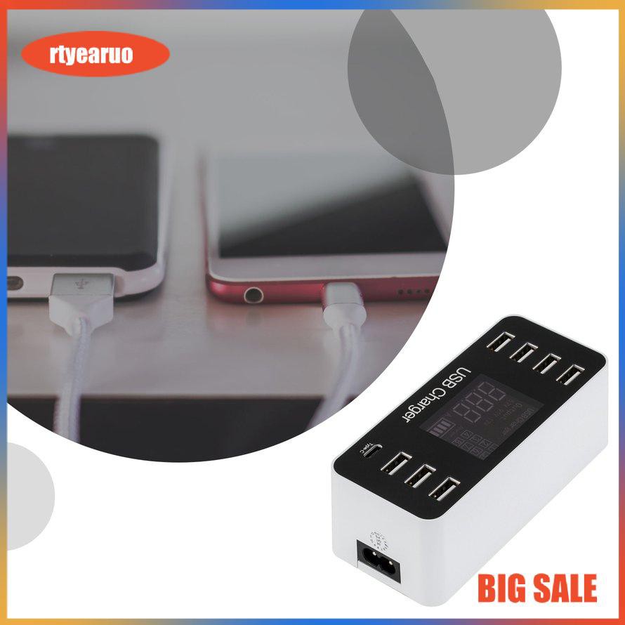 8-port Usb Mobile Phone Charger Lcd Digital Display 5V 8A 40W Intelligent Jack