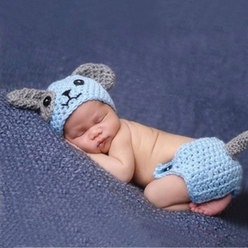 Set đồ đan len cho bé sơ sinh chụp ảnh