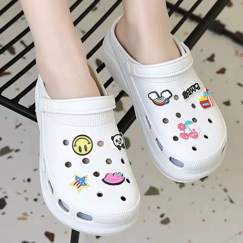 Dép bánh mì cross nữ đế cao sunny kèm sticker cao 6cm dép sục nữ hot trend - SL028