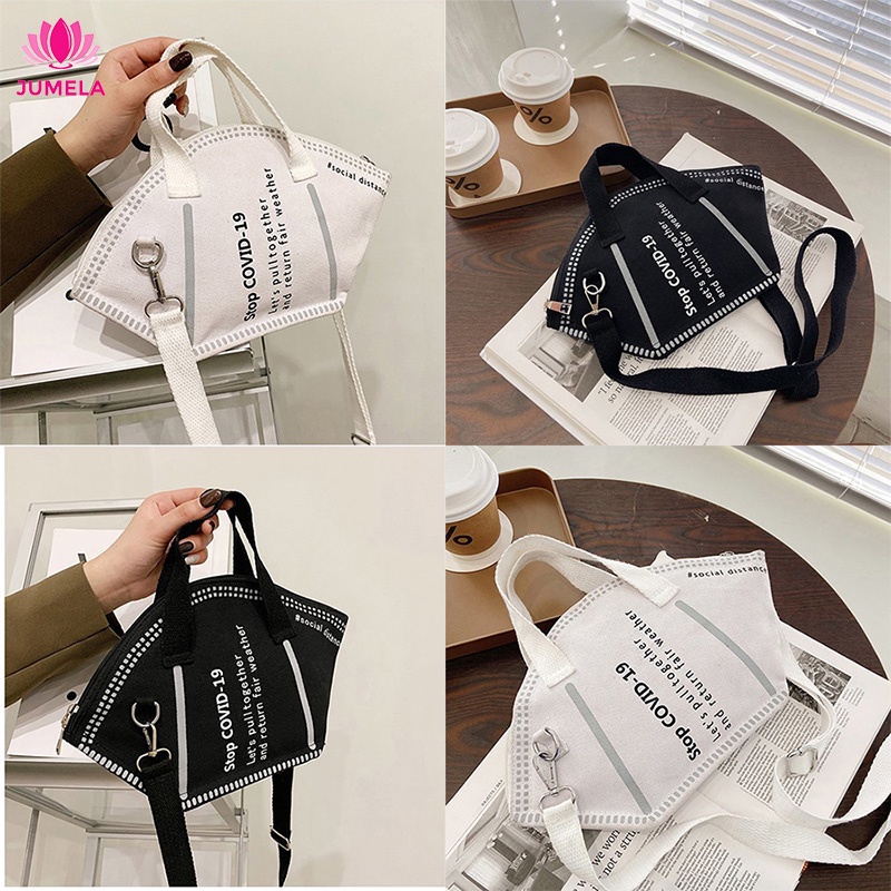 Túi xách nữ đẹp hình khẩu trang đeo chéo đeo vai kẹp nách công sở chất liệu vải canvas giá rẻ cao cấp JUMELA TX01