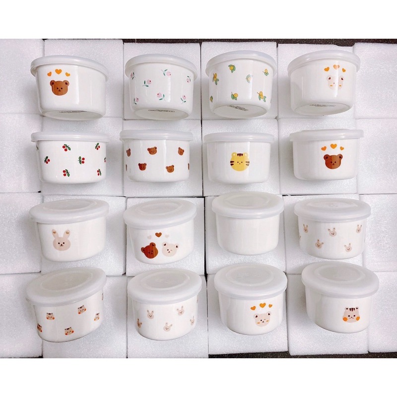 Bát / chén ăn dặm gốm sứ cao cấp Hàn Quốc/ Hũ trữ ăn dặm gốm sứ cho bé CERAMIC BOWL có nắp đậy 220ml