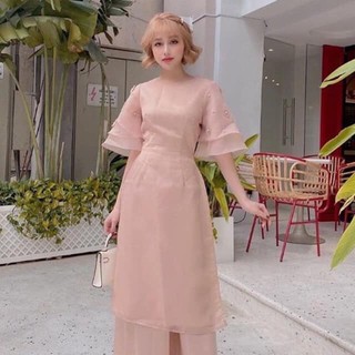 Set Áo dài cách tân tay xòe đính ngọc đẳng cấp