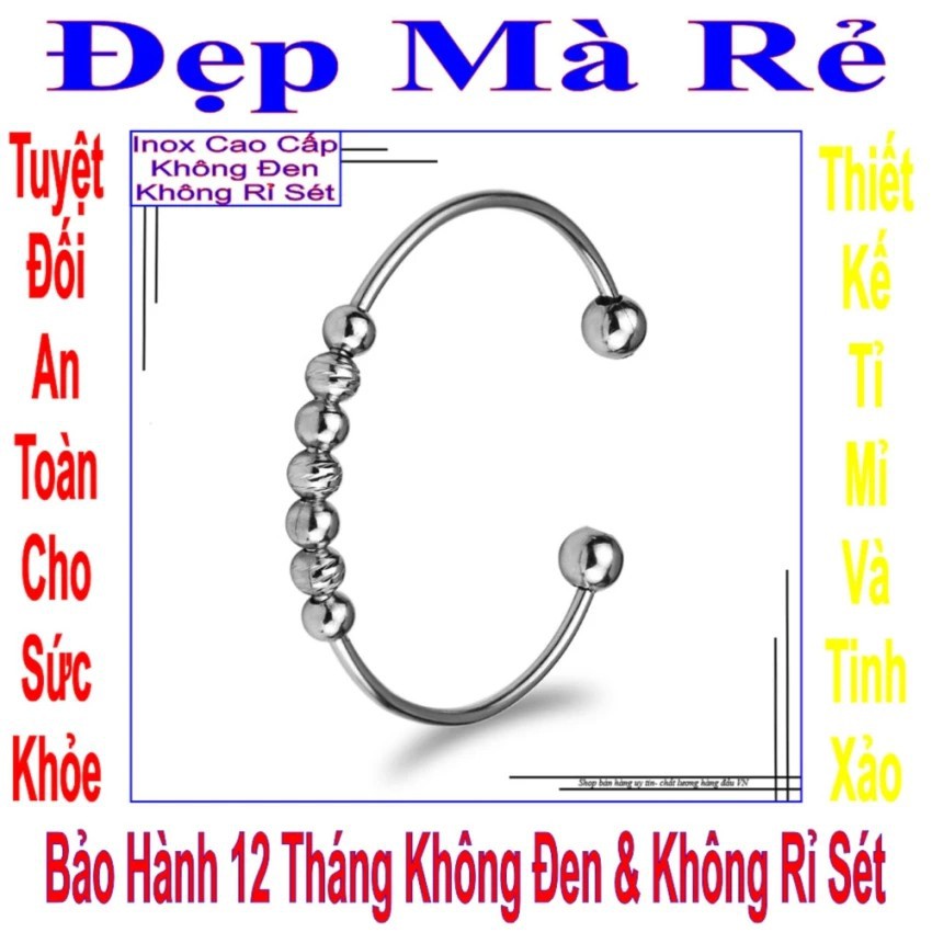 Vòng tay nữ hở kiểu bi và bi cách điệu màu trắng VTLT00064T020049