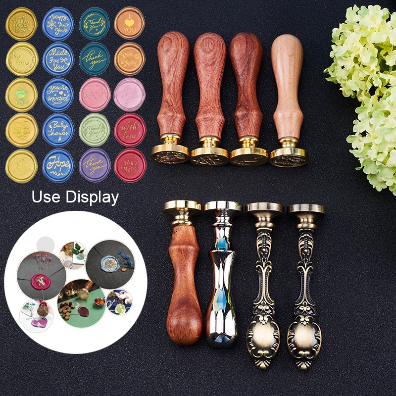 1 Con Dấu Đóng Sáp Niêm Phong Thiệp Mời Chữ Thank You / Multi Word Vintage 25mm Tay Cầm Gỗ