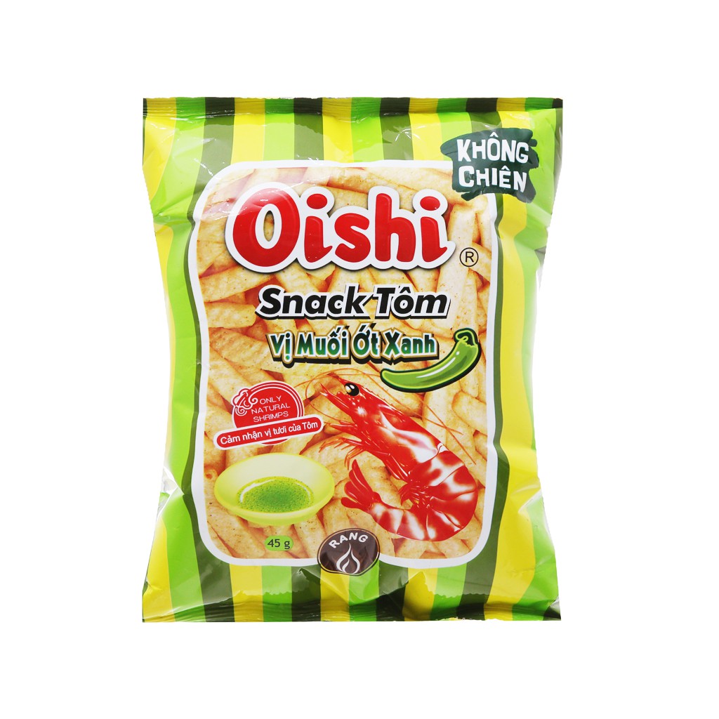 Snack Oishi Vị Tôm Muối Ớt Xanh 42gr