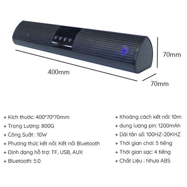 Loa Thanh Bluetooth Gaming Soundbar A2 Dùng Cho Máy Vi Tính PC, Laptop, Tivi Công Suất Lớn Có Đèn Led RGB Nổi Bật