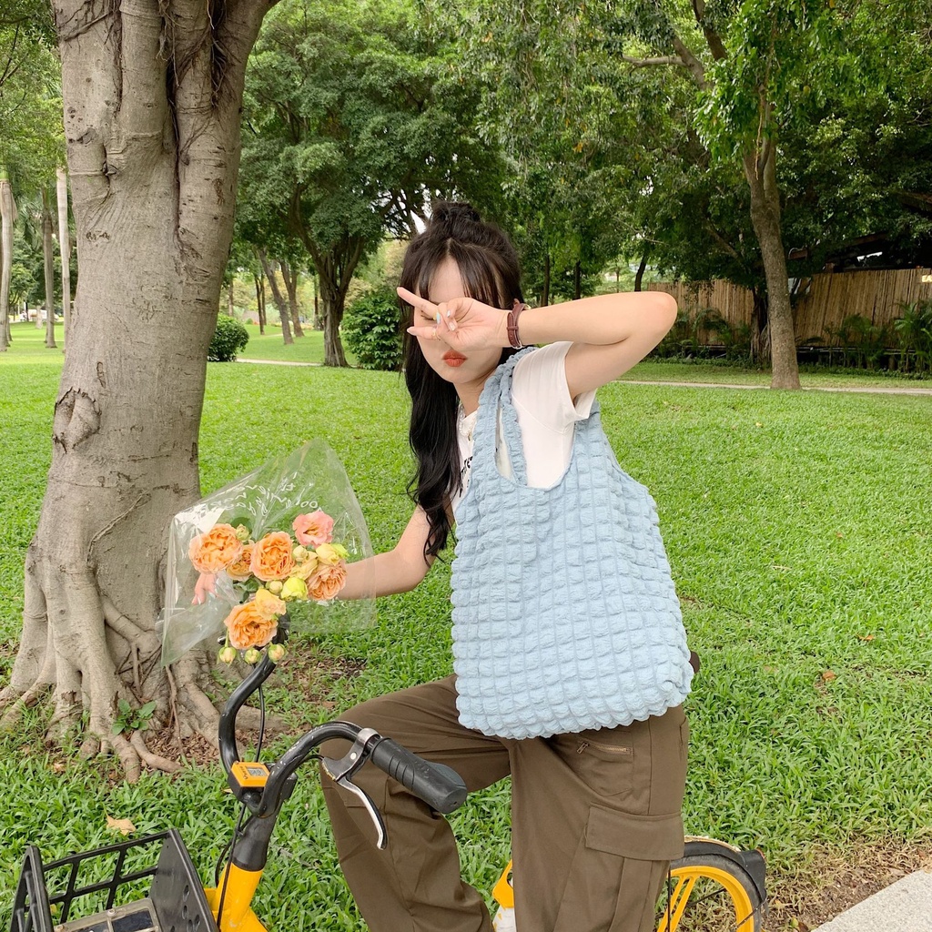 Túi Vải Đeo Vai Hoa Bóng Mây Phong Cách Nữ Tính
