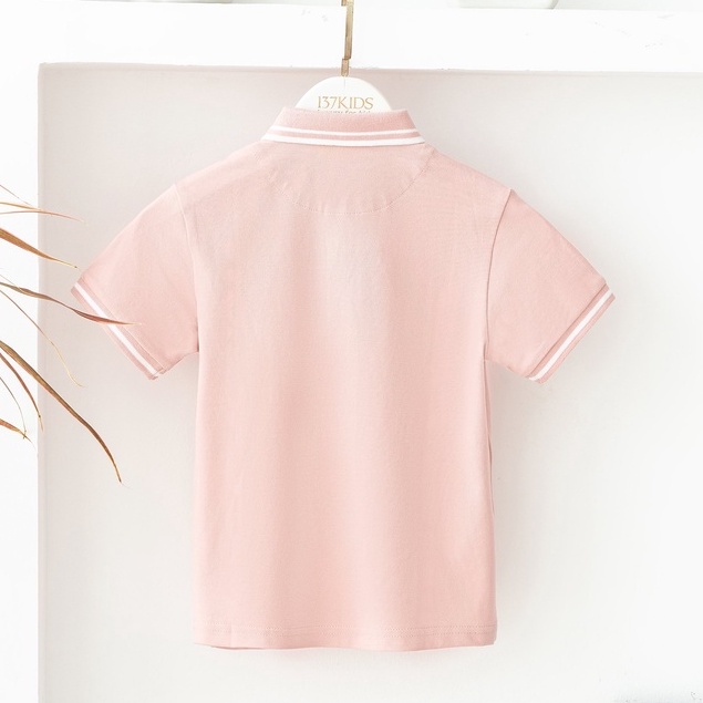 Áo polo cộc tay cho bé 137Kids unisex cotton co giãn màu hồng dễ thương APL2203