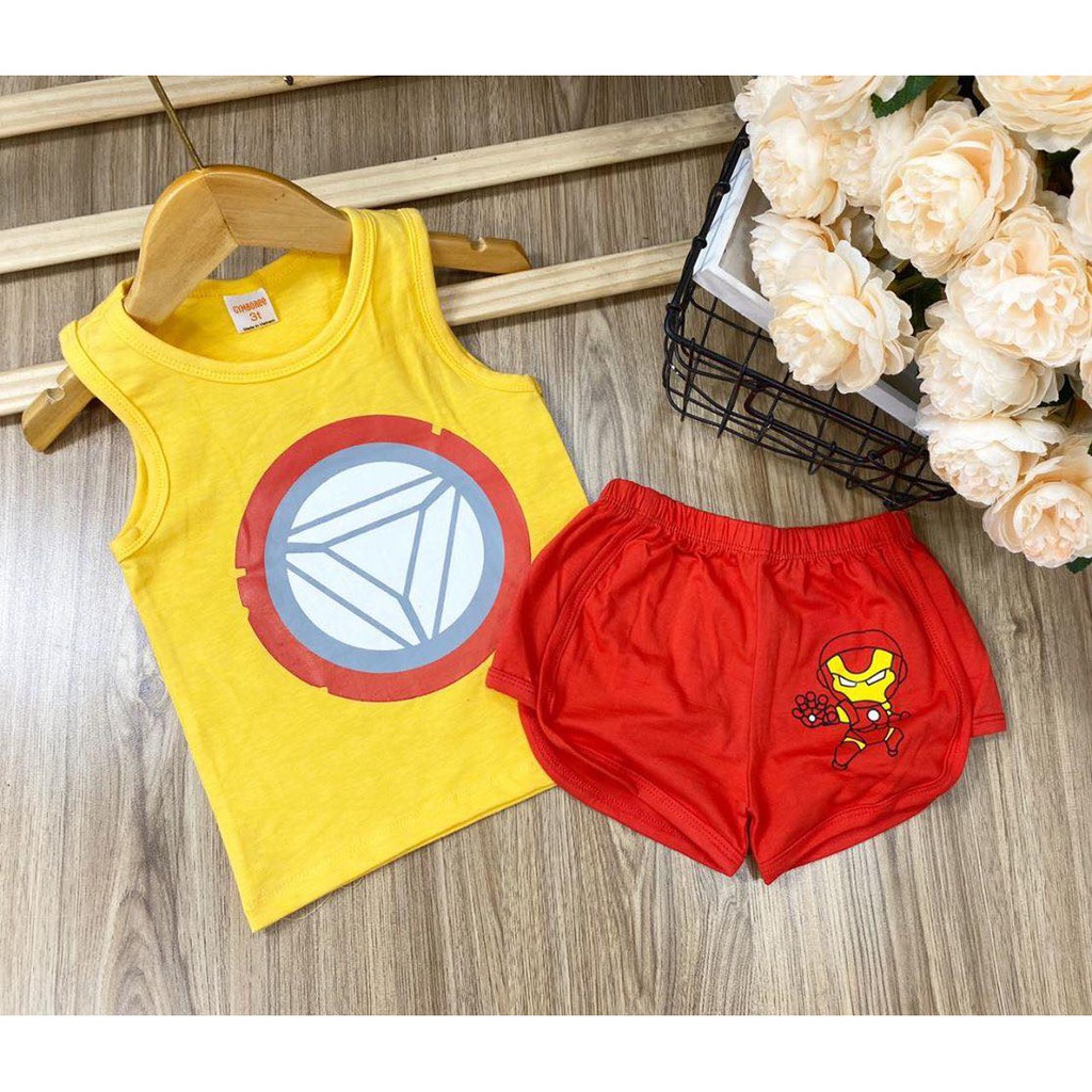 Bộ ba lỗ thể thao thun cotton 4 chiều mềm đẹp cho bé trai size đại từ 23 đến 40kg