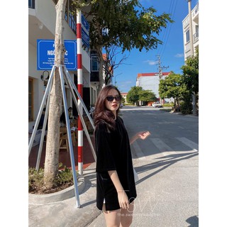 Áo phông nhung trơn oversize