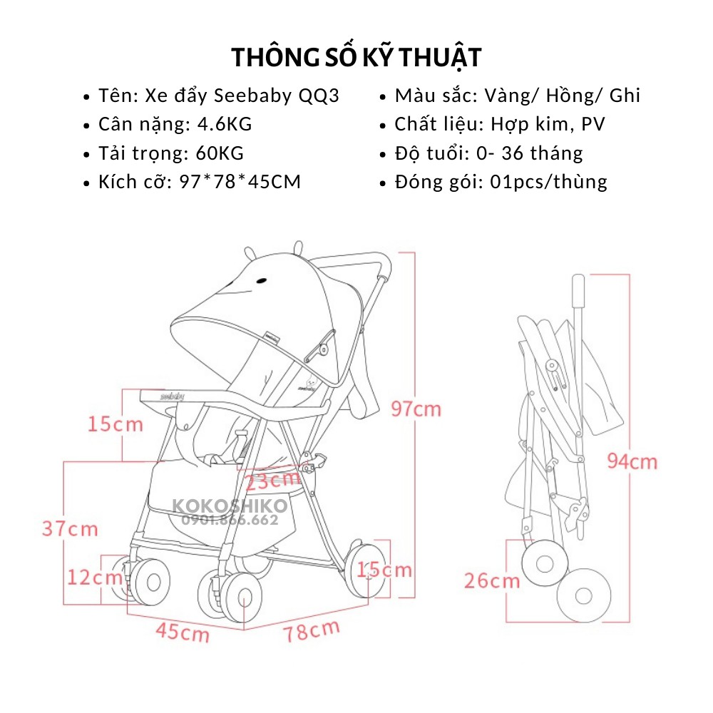 Xe đẩy cho bé Seebaby QQ3