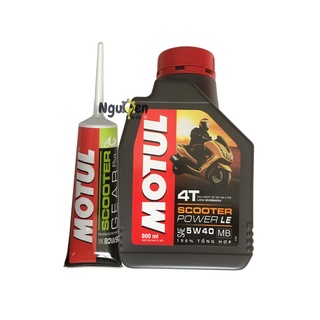 Combo nhớt Motul Power LE 5w40 và nhớt hộp số cho xe tay ga