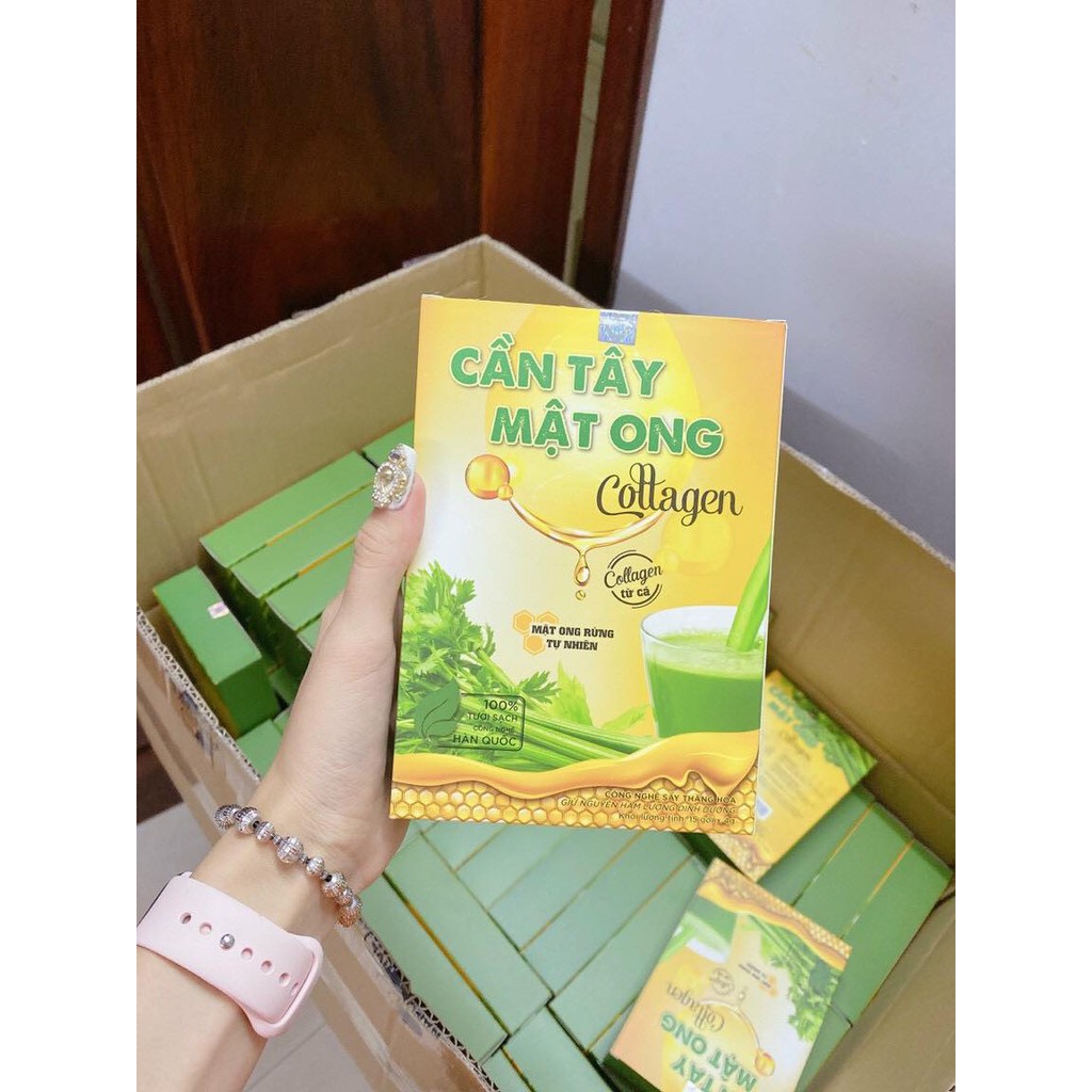 Cần Tây Mật Ong Collagen Hộp 15 Gói Hàng Chuẩn